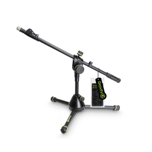GRAVITY Short Heavy Duty Microphone Stand with Folding Tripod Base